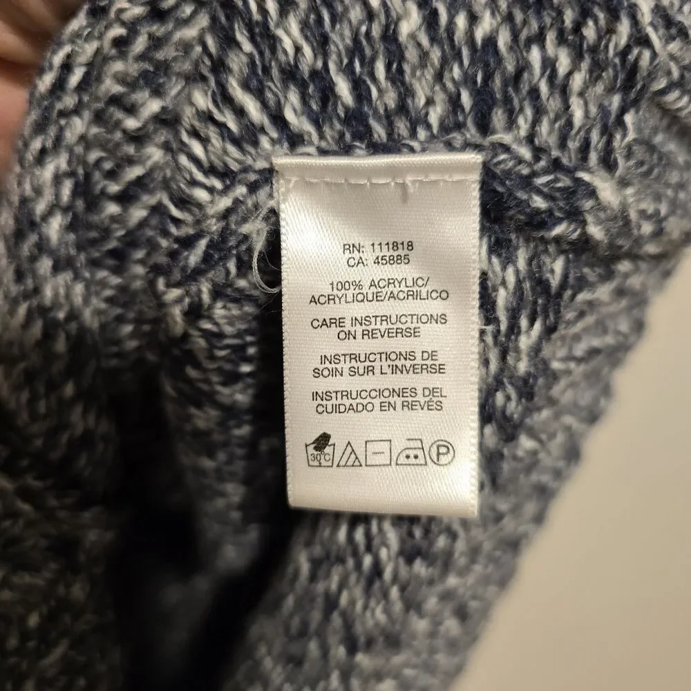 Michael Kors Knitted Sweater Cardigan Short Sleeve Button Up Large Marled Blue